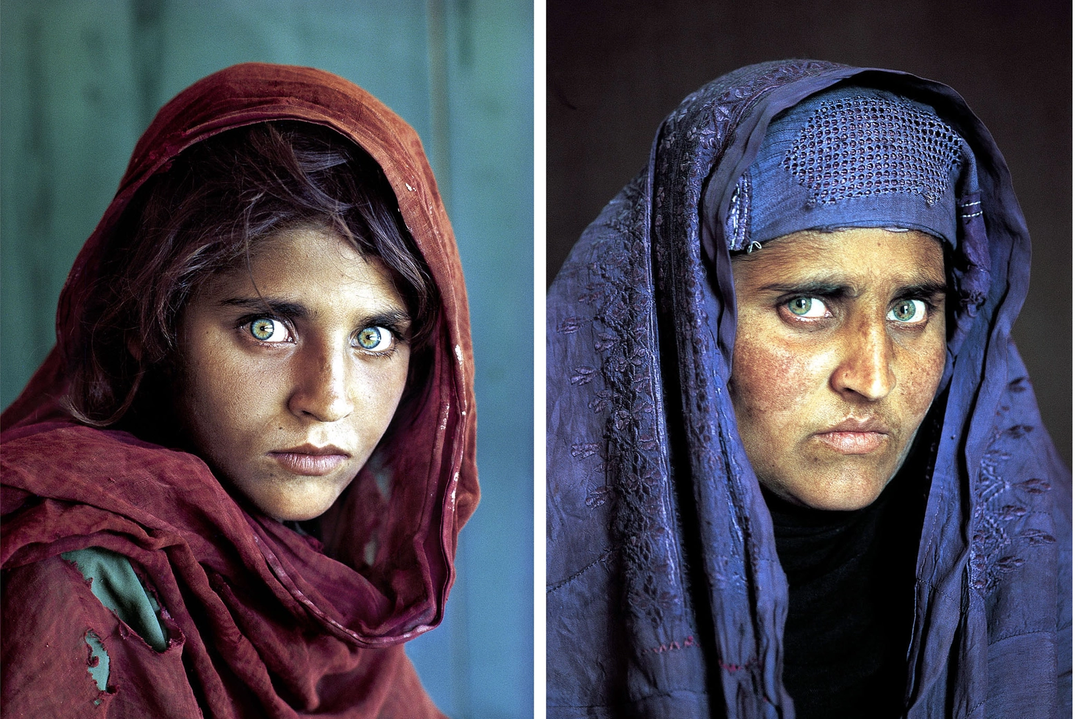Sharbat Gula, ritratta da Steve McCurry nel 1984 e nel 2002 per il National Geographic