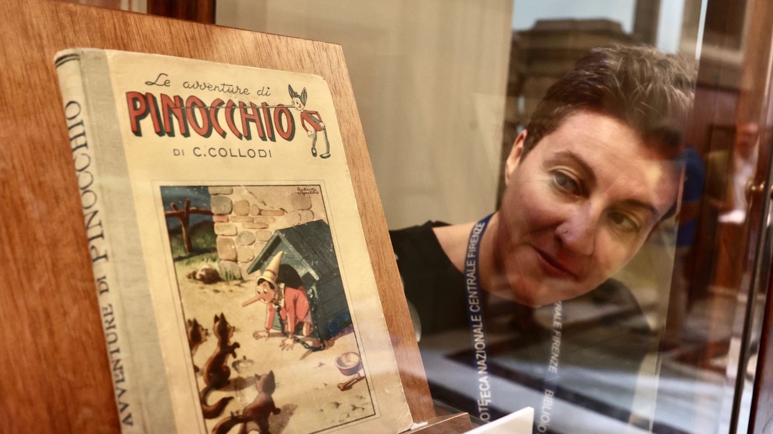 Un momento della mostra su Pinocchio (New Press Photo)