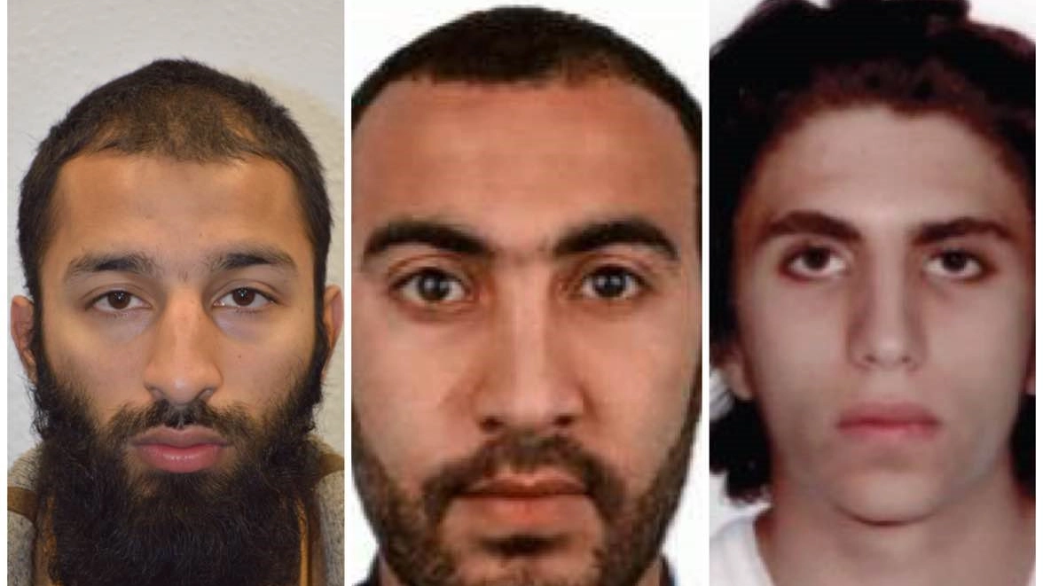 Gli attentatori di Londra: Khuram Shazad Butt, Rachid Redouane e Youssef Zaghba (Dire)