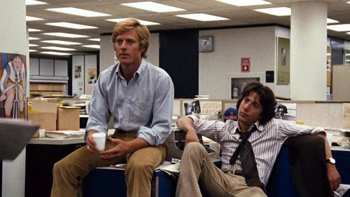 Robert Redford e Dustin Hoffman nel film "Tutti gli uomini del presidente" (Ansa)