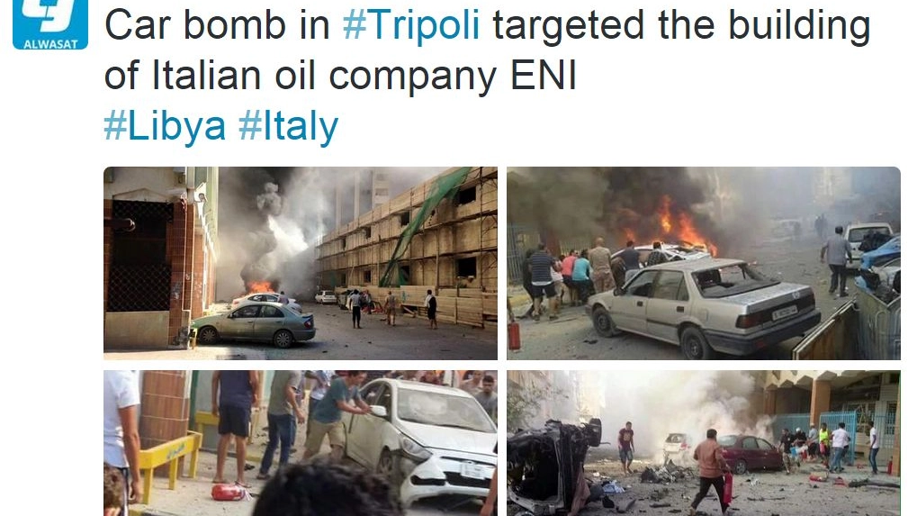 Il tweet di Alwasat sull'autobomba in Libia