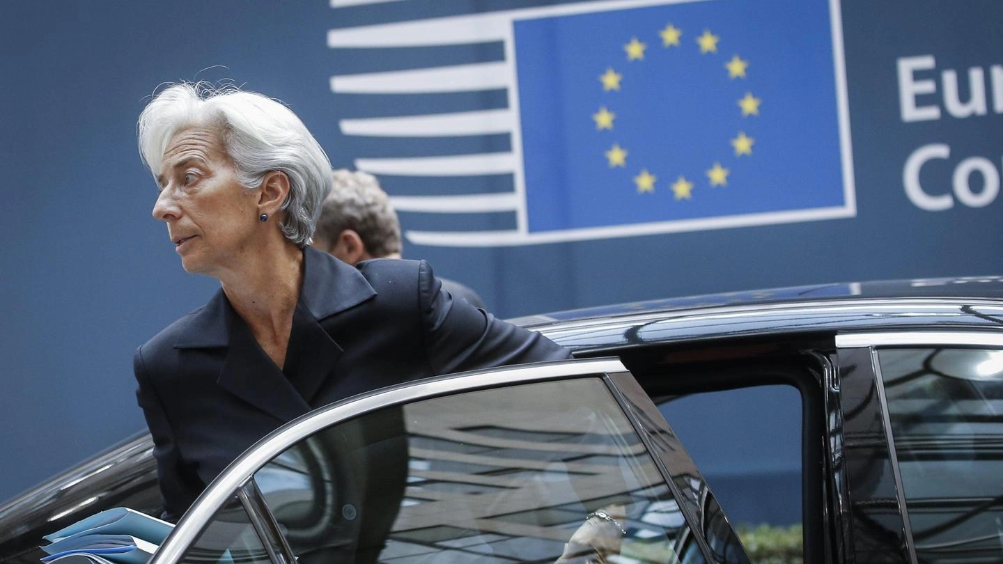 Christine Lagarde (FMI) arriva a Eurogruppo, stamane a Bruxelles(Ansa)