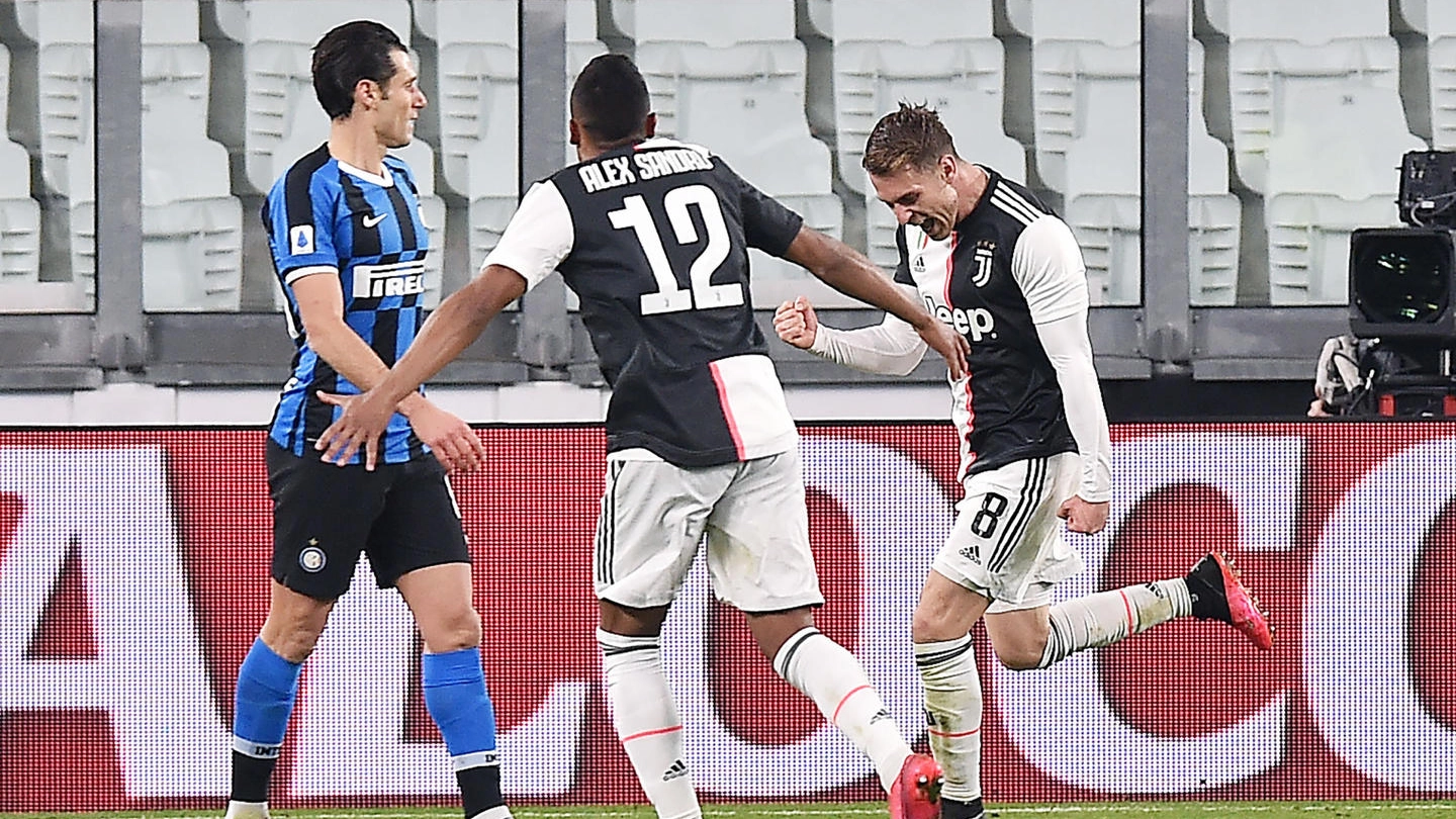 Aaron Ramsey della Juventus esulta dopo il gol dell'1-0 (Ansa)