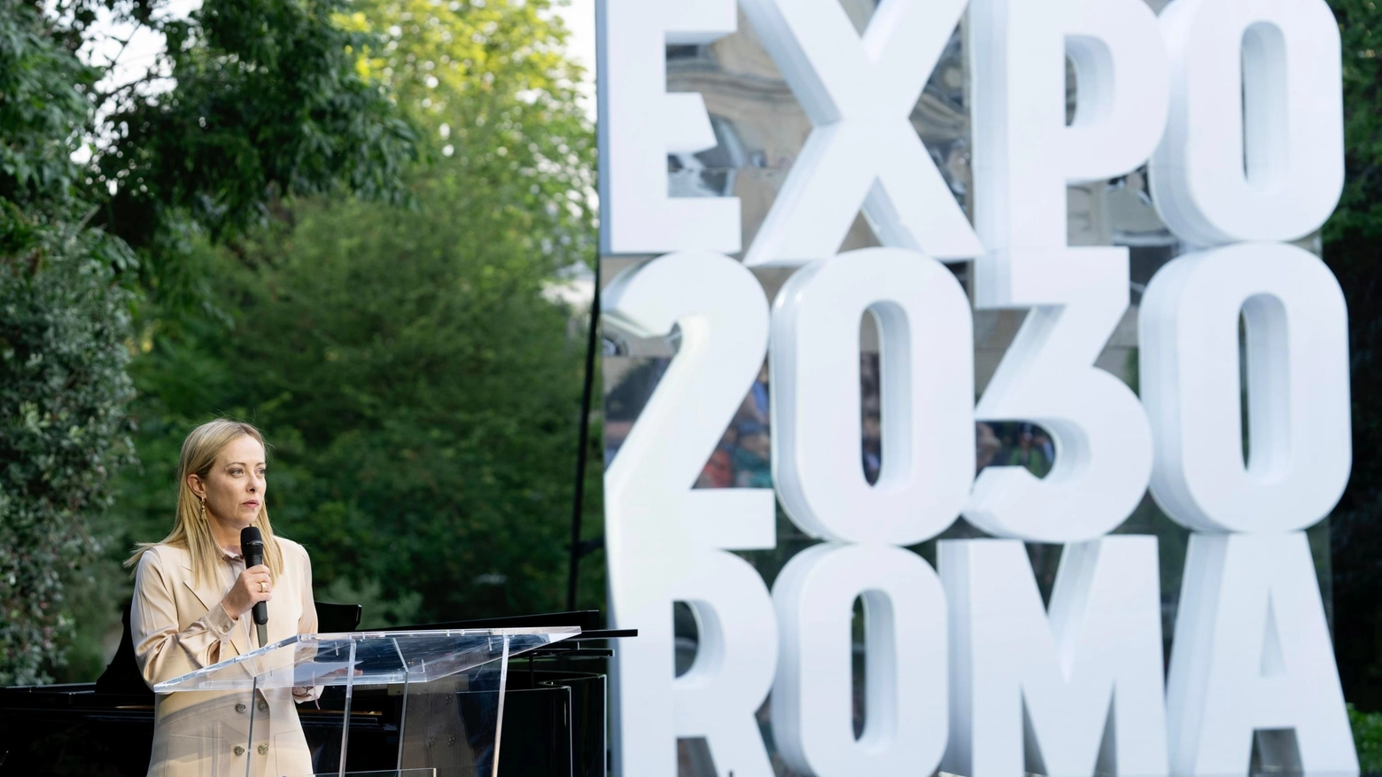 La premier Giorgia Meloni alla presentazione del progetto per Roma Expo 2030