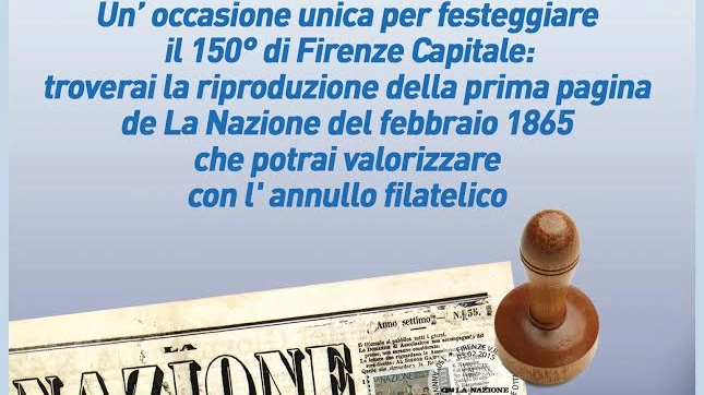 Sulla Nazione del 3 febbraio l'annullo filatelico per il 150° anniversario di Firenze Capitale 