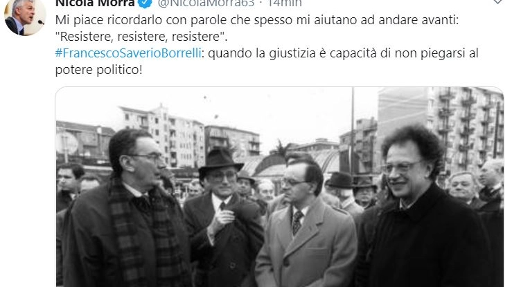 Tweet di Nicola Morra che ricorda Borrelli (Dire)