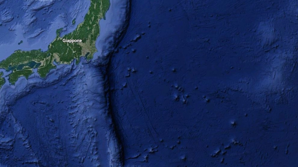 L'area al largo del Giappone dove è stato scoperta il giacimento (Google Maps)
