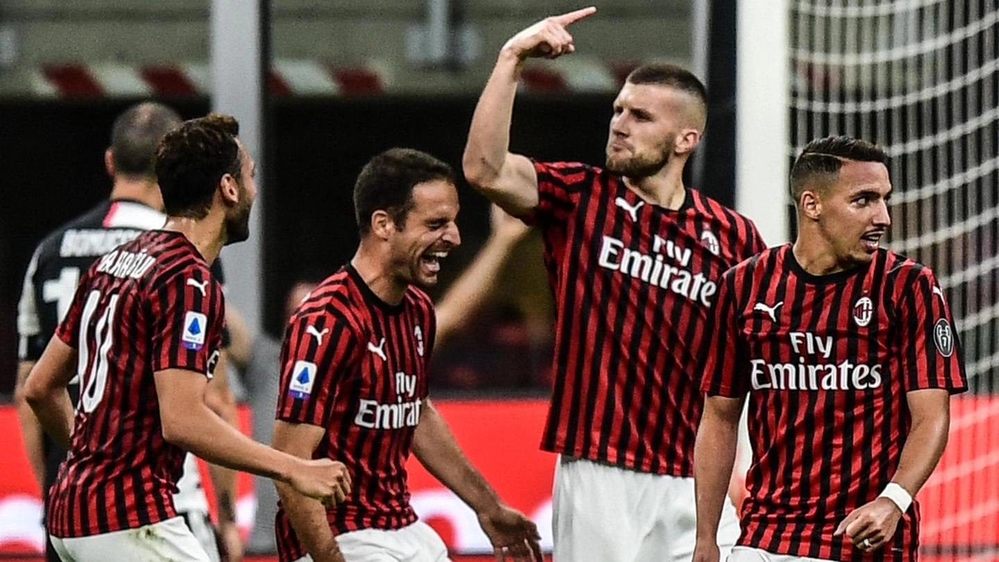 Milan-Juventus, la gioia di Rebic e compagni dopo il 4-2 (Ansa)