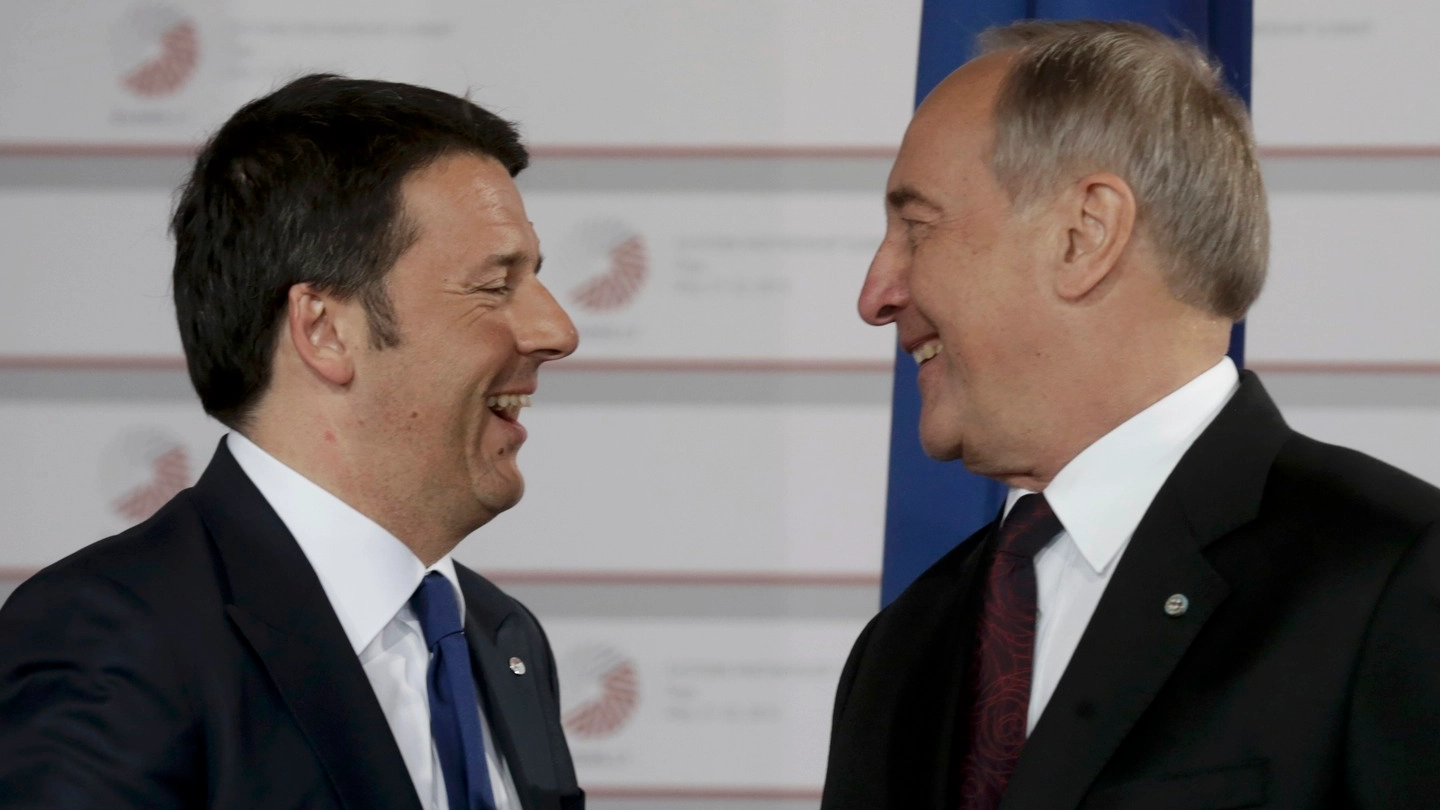 Renzi a Riga con il presidente Berzins (Lapresse)
