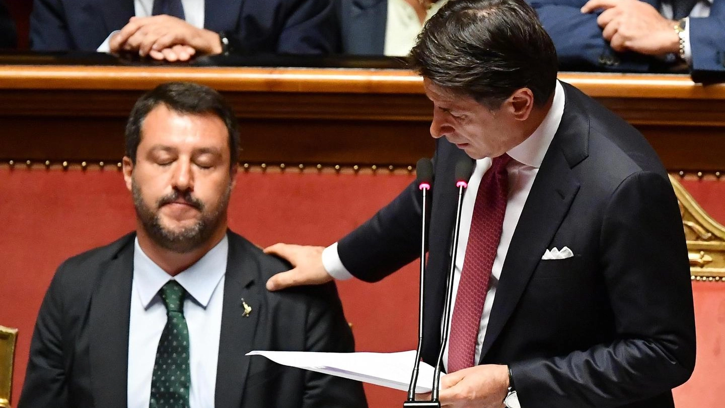 Giuseppe Conte e Matte Salvini (Ansa)