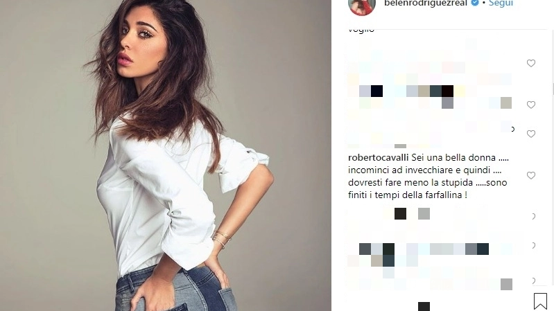 Roberto Cavalli attacca Belen Rodriguez su Instagram