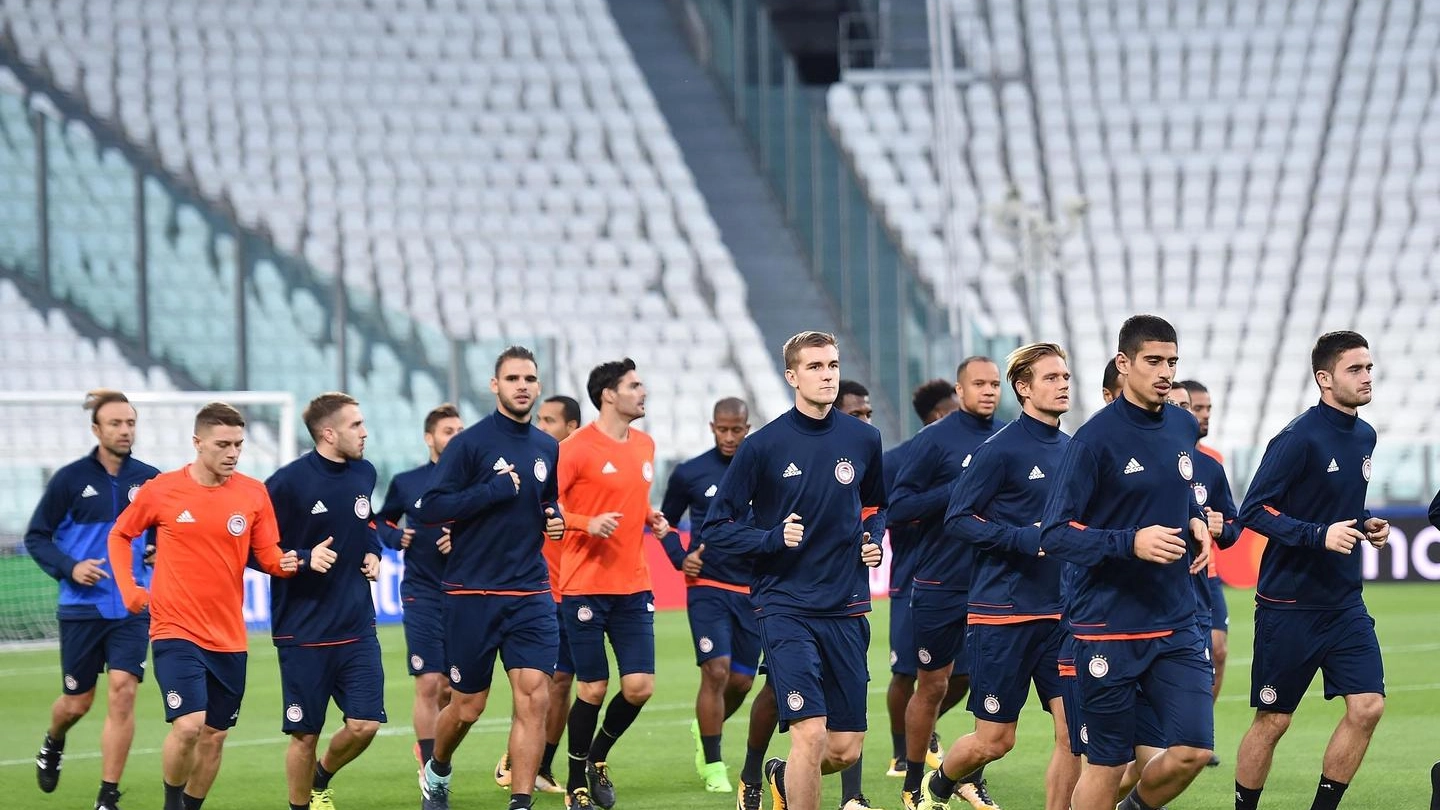 Juventus-Olympiacos, l'allenamento della vigilia allo Stadium (Ansa)