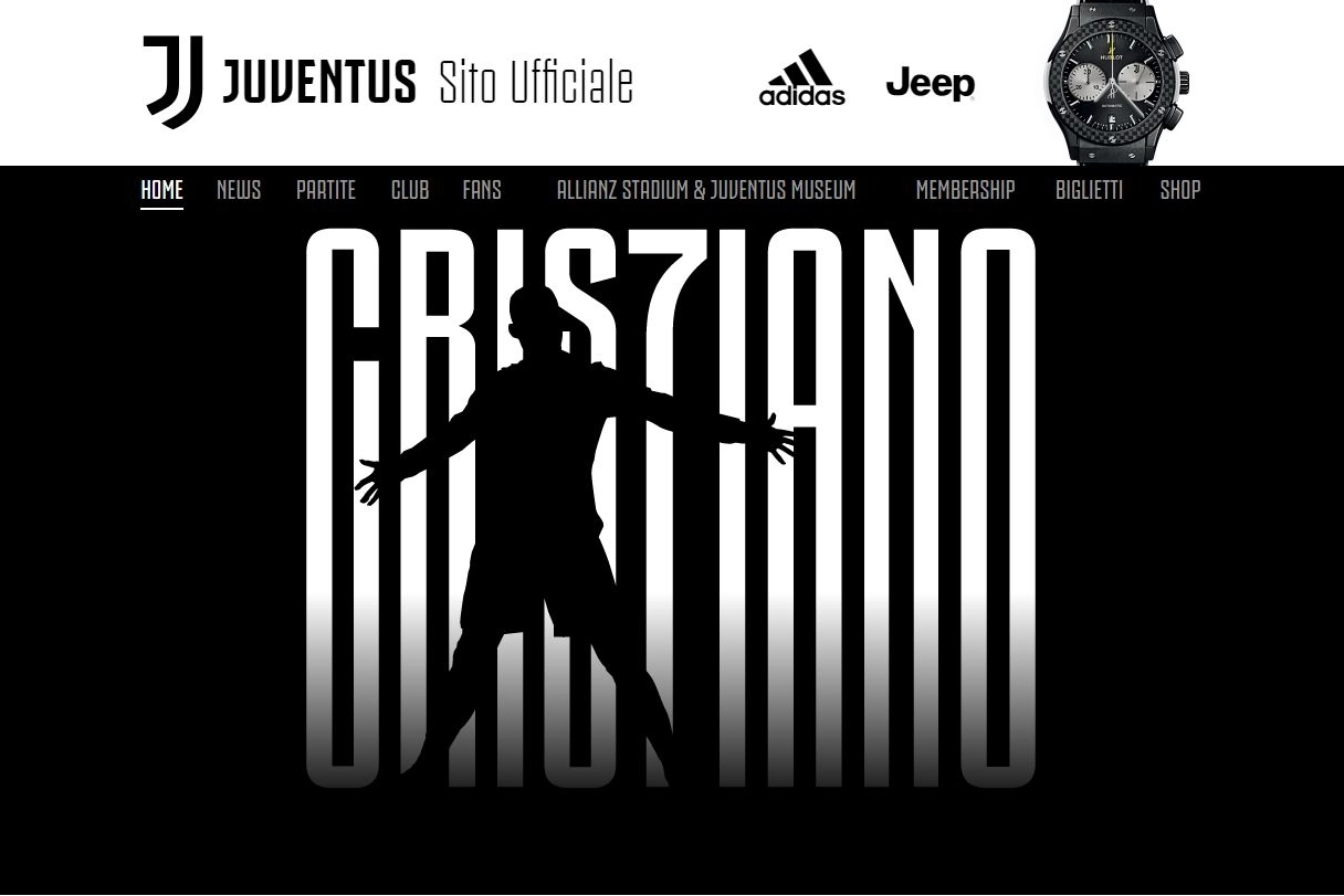 L'immagine postata sul sito della Juve per annunciare l'arrivo di Cristiano Ronaldo
