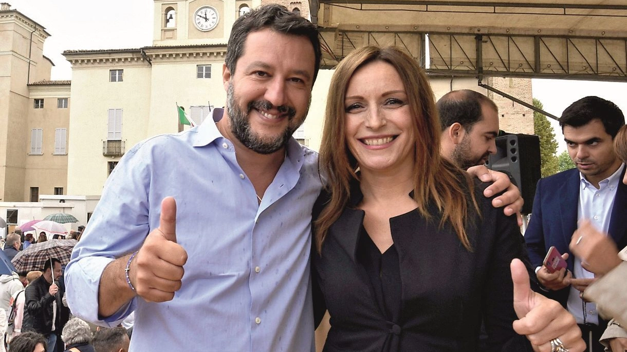 Matteo Salvini a Caorso a sostegno di Lucia Borgonzoni (LaPresse)