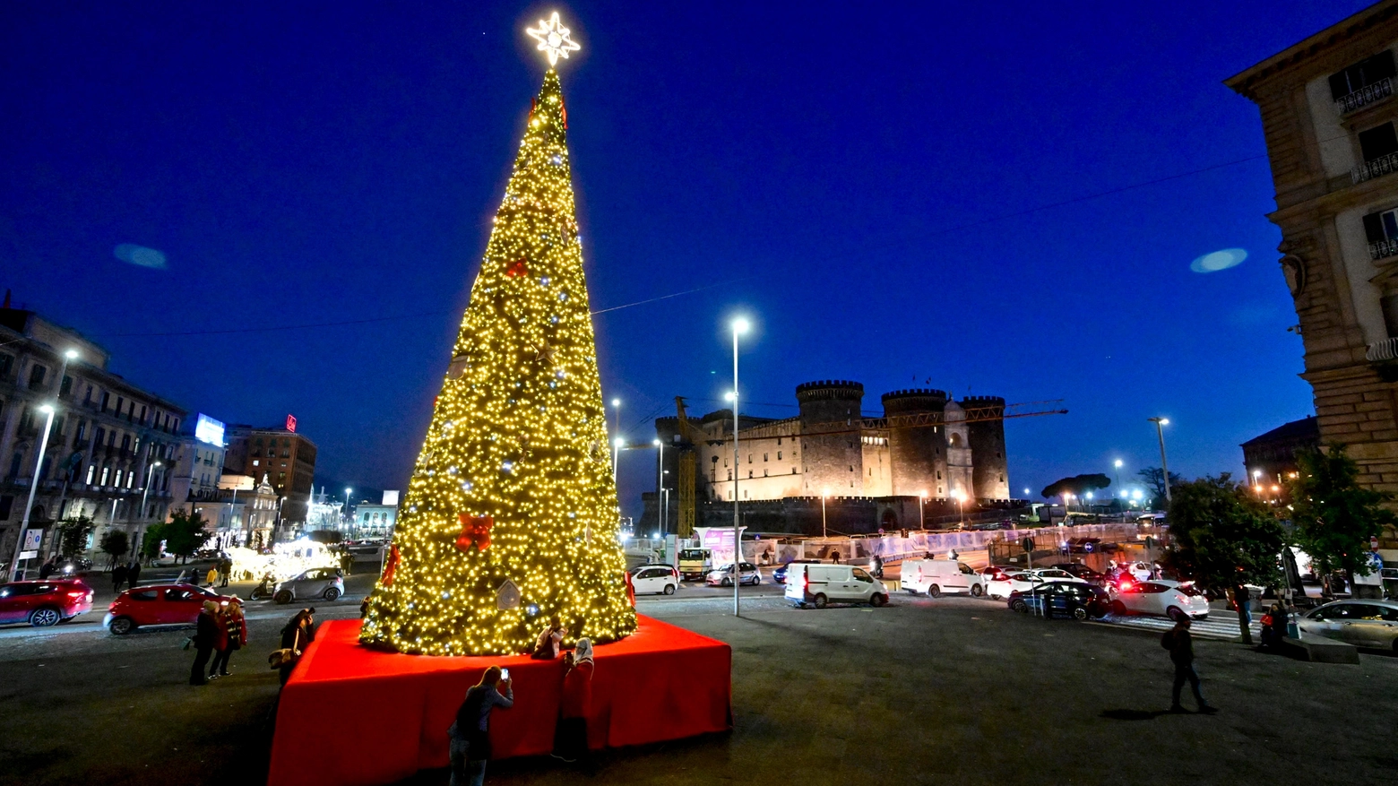 Natale: acceso l'albero di piazza Municipio a Napoli