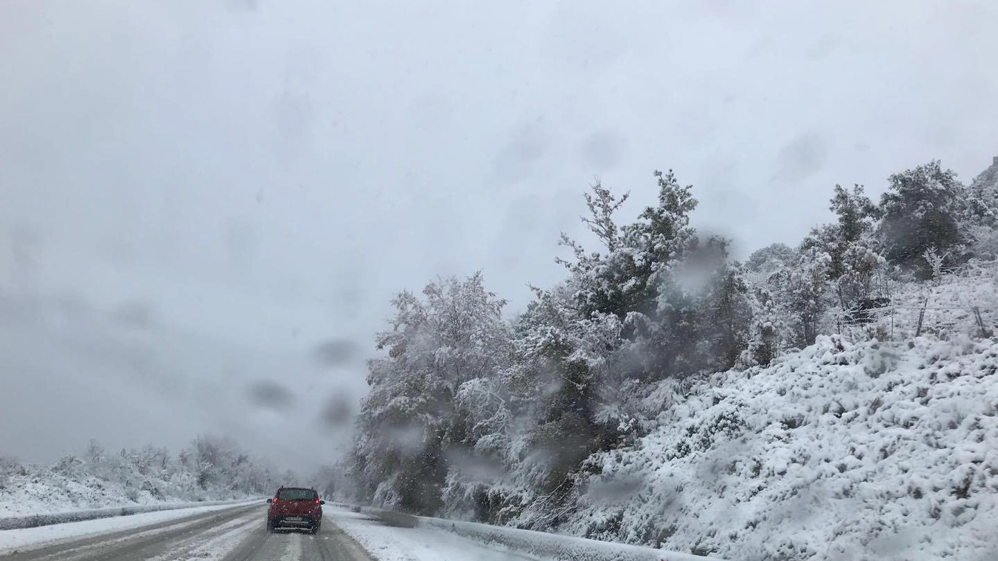 Previsioni meteo, nevica anche in Sardegna, nel Nuorese (foto Ansa)