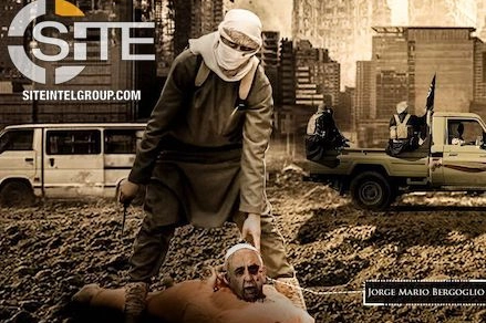 L'immagine del Papa decapitato da un jihadista (da Site)