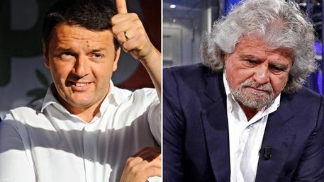 Matteo Renzi e Beppe Grillo (Ansa)