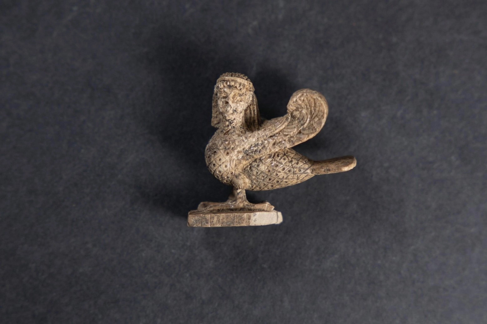Un amuleto in forma di falco, immagine del dio del cielo Horo