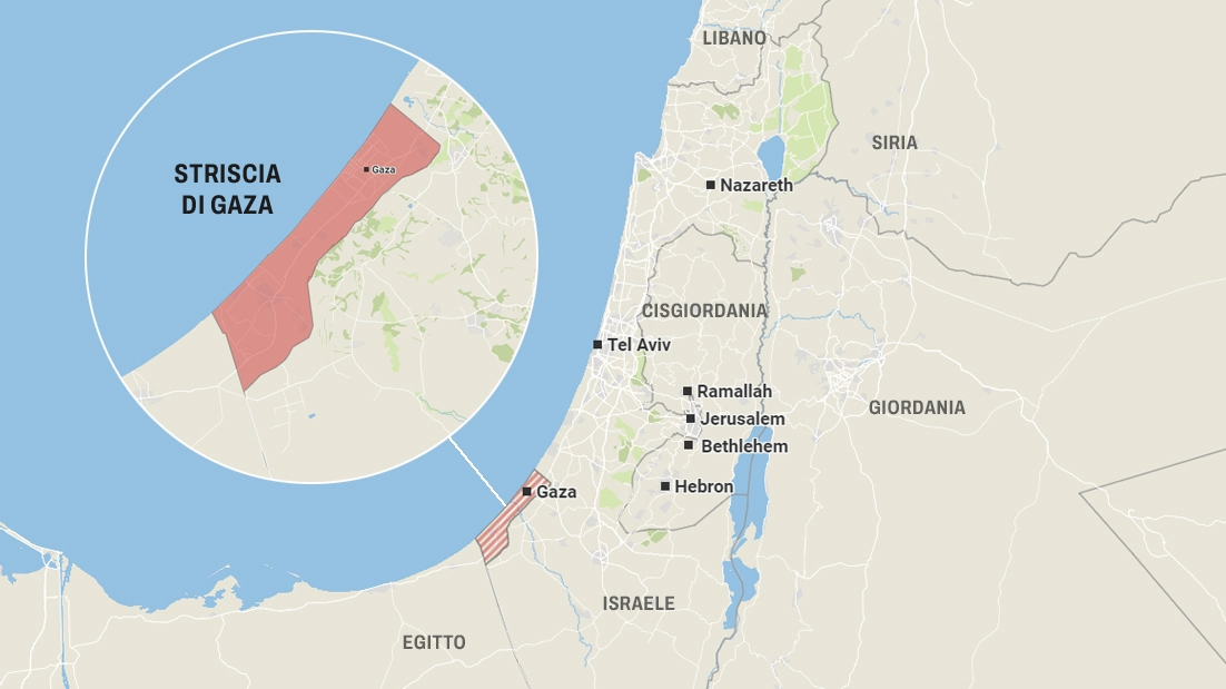 Striscia di Gaza: la cartina