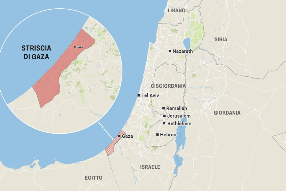 Striscia di Gaza: la cartina