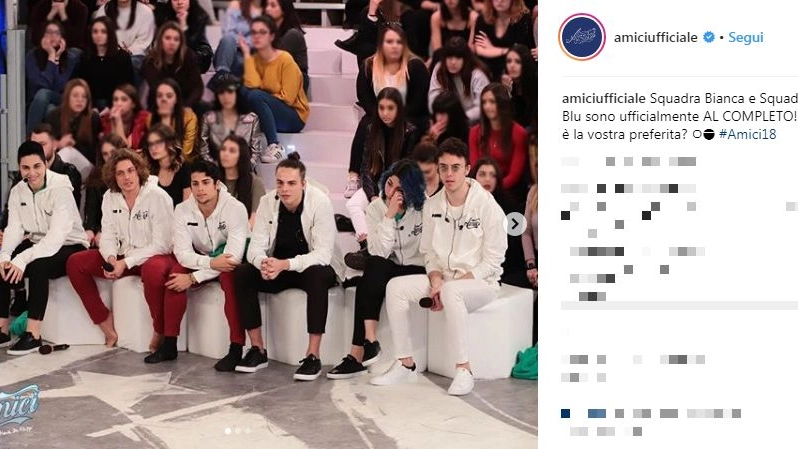 La squadra bianca di 'Amici 18' (Instagram)