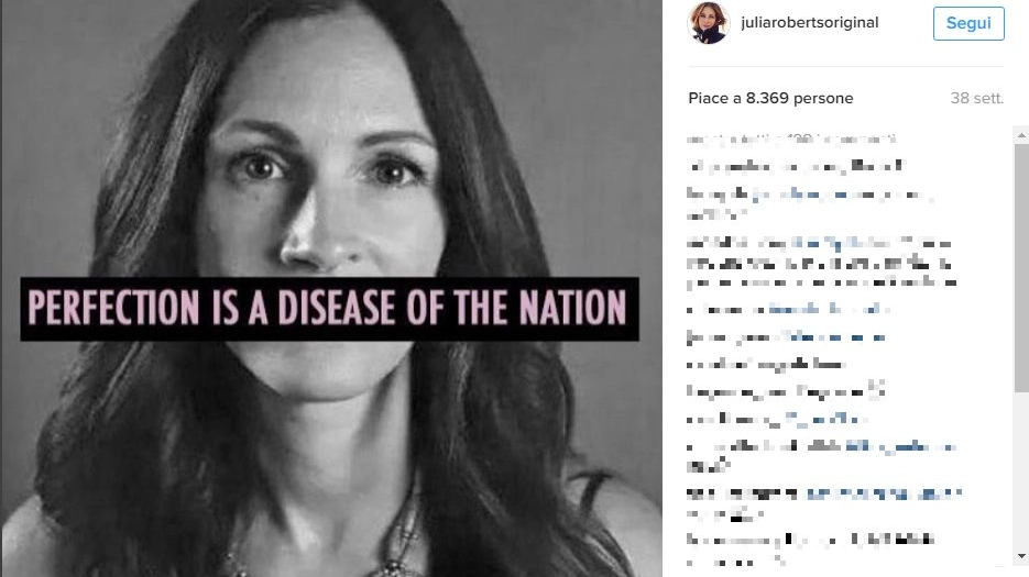 Julia Roberts senza trucco su Instagram