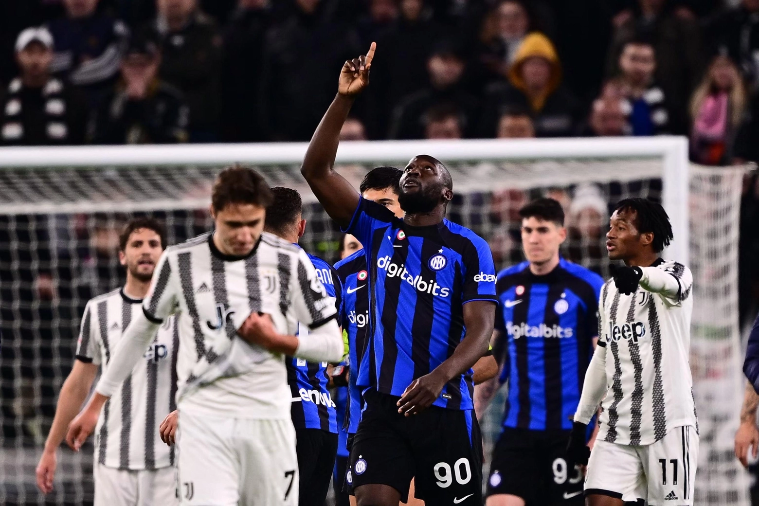 Romelo Lukaku esulta dopo Juve-Inter (Ansa)