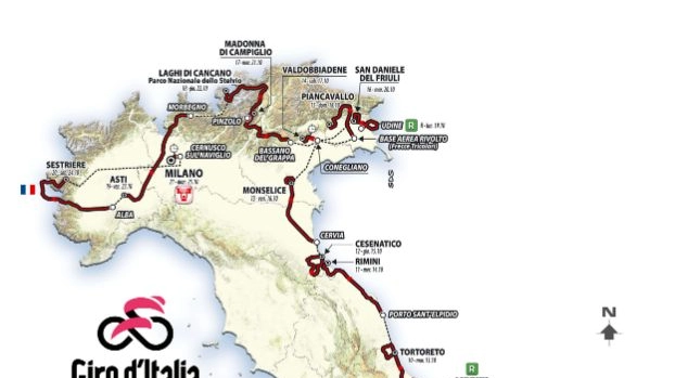 Giro d'Italia, la cartina