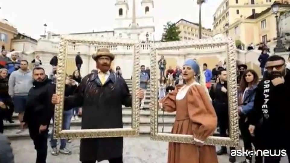 Biagio Antonacci e Laura Pausini in Piazza di Spagna