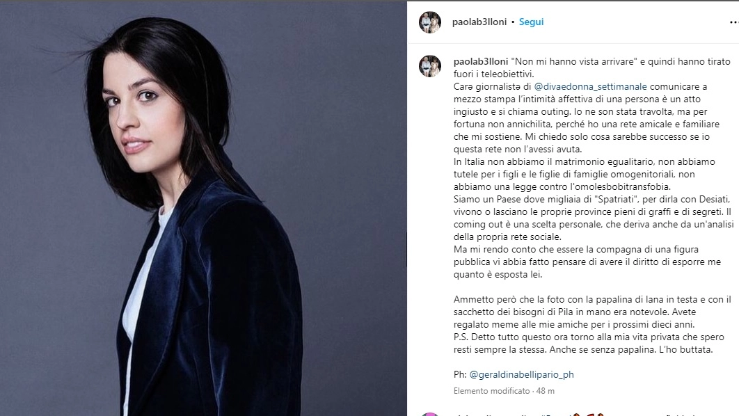 Il post di Paola Belloni su Instagram