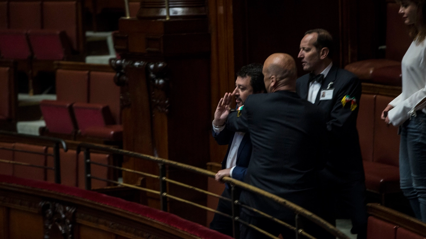 Legittima difesa, la protesta di Salvini alla Camera (ImagoEc)