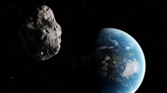 Raffigurazione di asteroide mentre si avvicina alla Terra