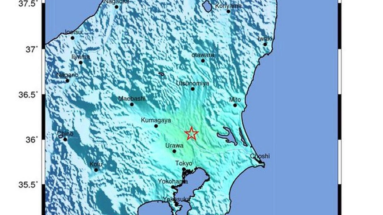 Una mappa del US Geological Survey indica dove la scossa si è verificata in Giappone (Ansa)