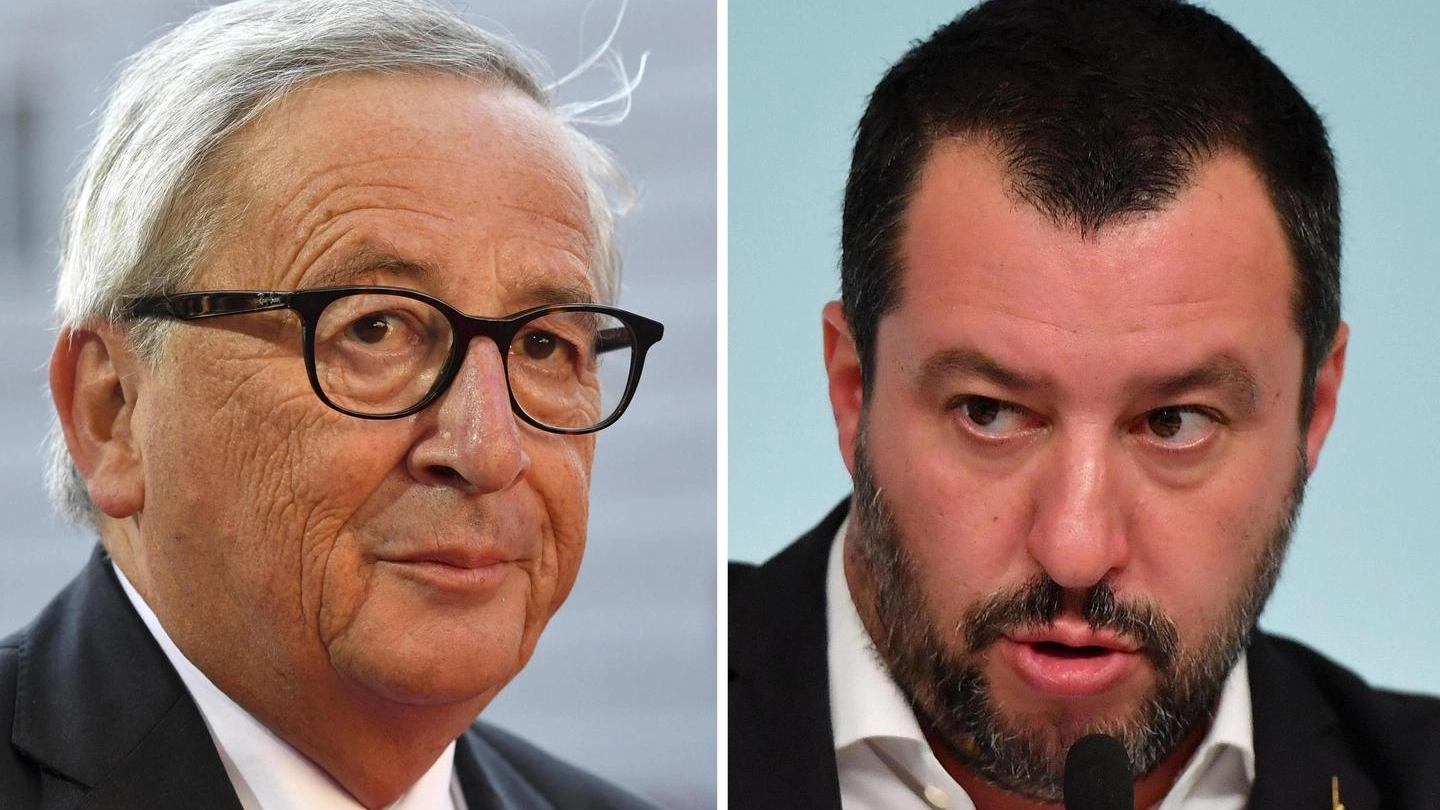 Un combo Ansa: Jean-Claud Juncker e Matteo Salvini