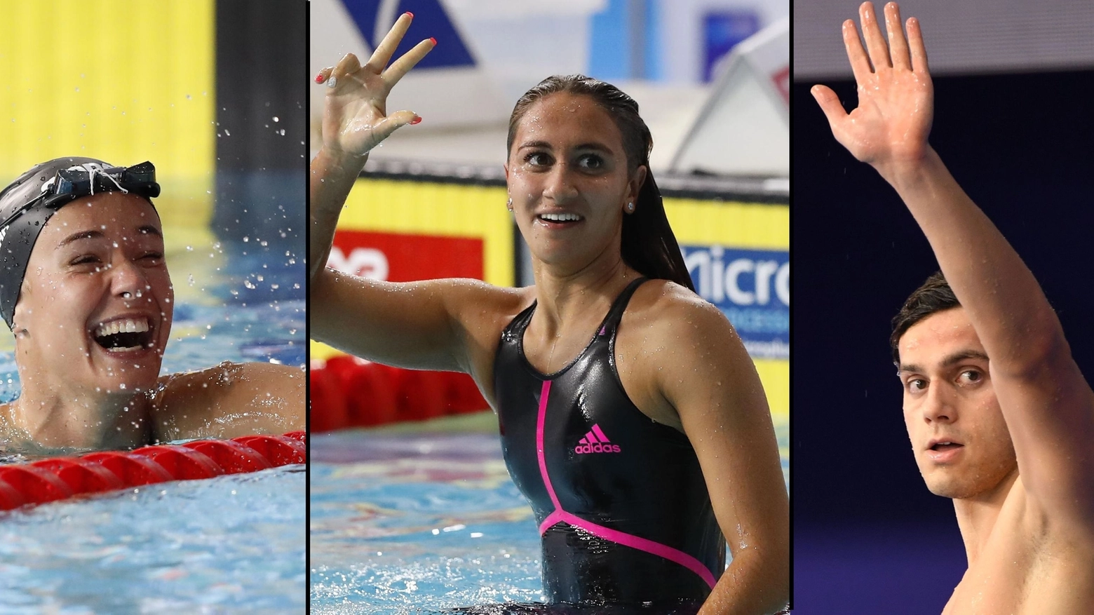 I tre ragazzi d'oro del nuoto italiano: Panziera, Quadarella e Codia