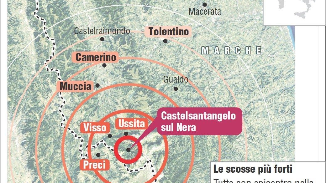 La mappa del sisma (Ansa)