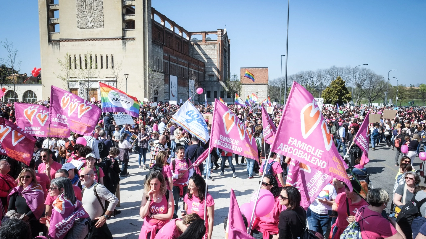 Manifestanti a Verona, corteo contro il World Congress of Families (Lapresse)