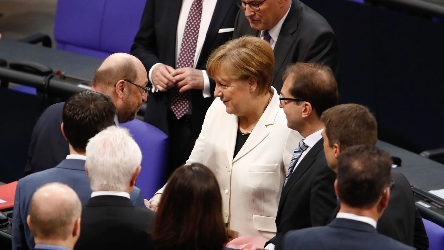 Angela Merkel e Martin Schulz (foto Lapresse)