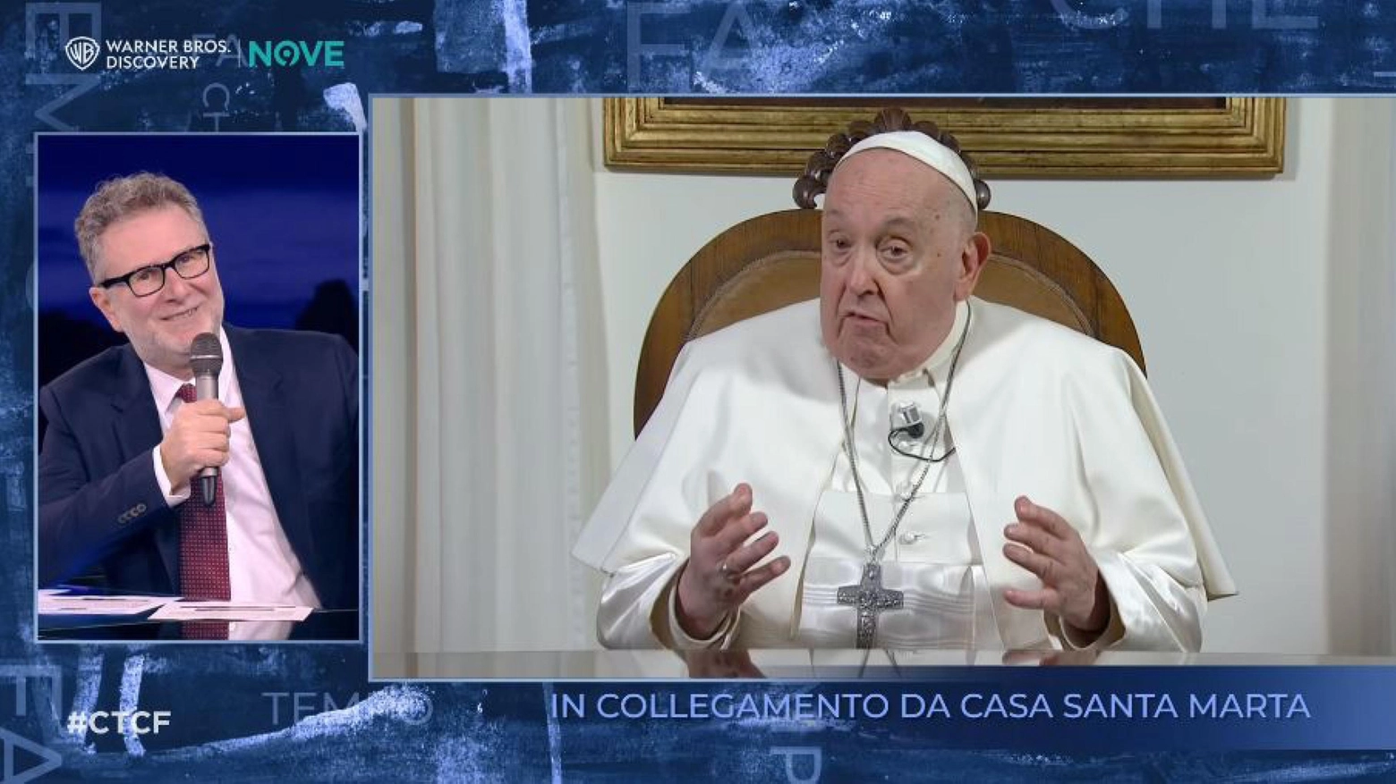 Papa Francesco durante l'intervista con Fabio Fazio