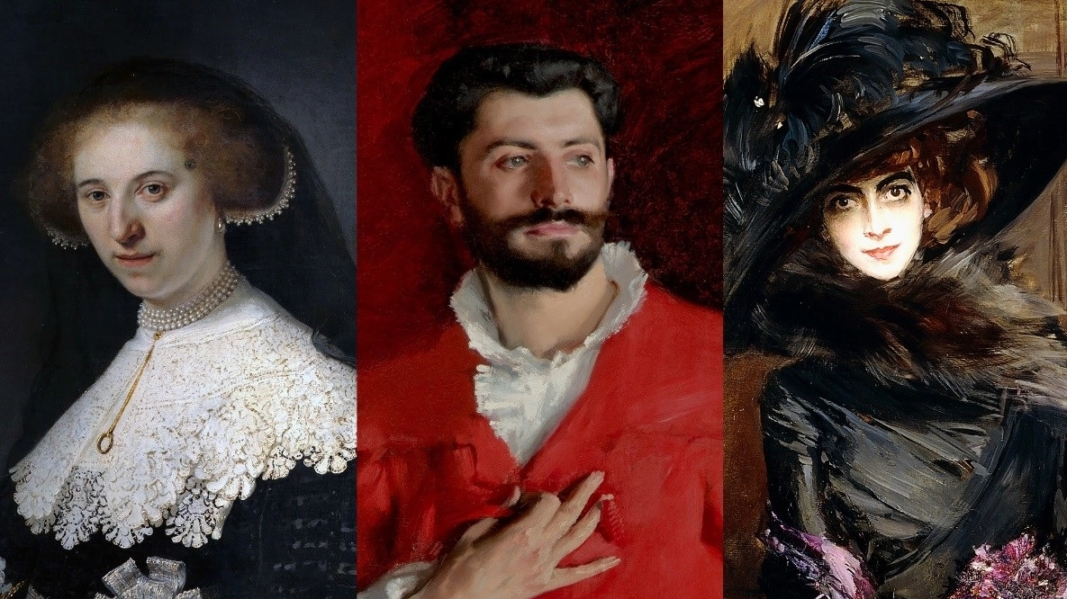 Rembrandt  'Oopjen Coppit' (1634);  Sargent 'Dr.Pozzi' (1881), Boldini 'Casati' (1908) 