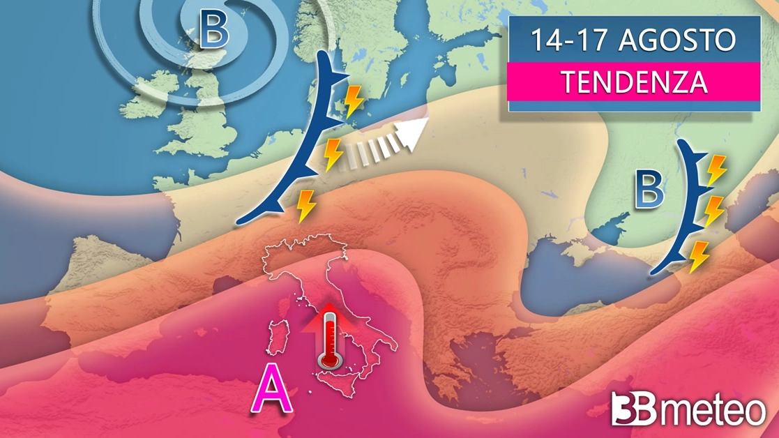 Alpi, Nord Appennino e localmente anche Prealpi vedranno ancora la presenza di temporali. Tutte le previsioni e le temperature nella mappa di 3bmeteo