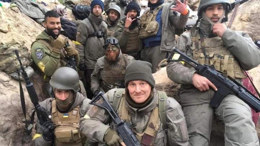 I primi volontari della Legione Internazionale di Difesa Territoriale dell'Ucraina (Ansa)