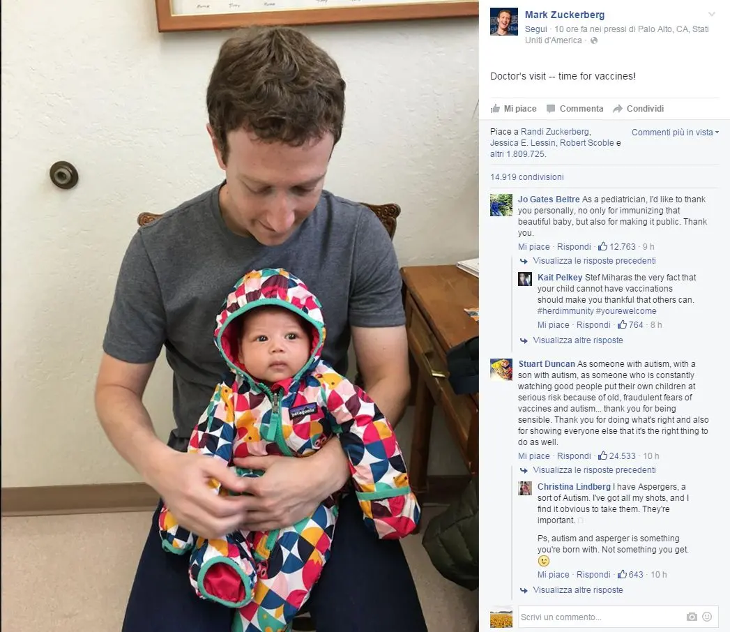Zuckerberg con la figlia Max dal dottore