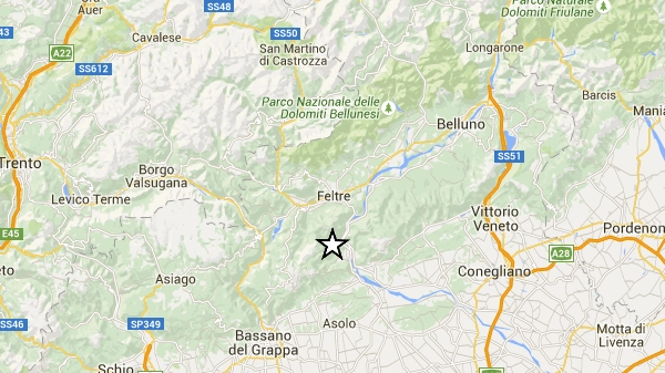 Terremoto in Veneto (sito Ingv)