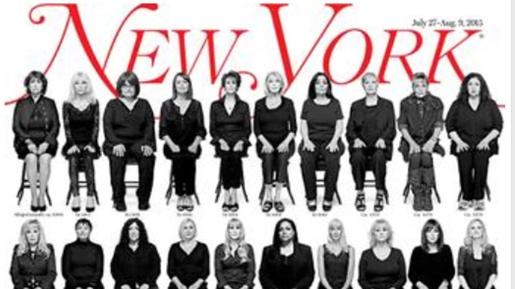 La copertina del New York Magazine dedicata alle 35 donne che hanno denunciato Bill Cosby (Ansa)