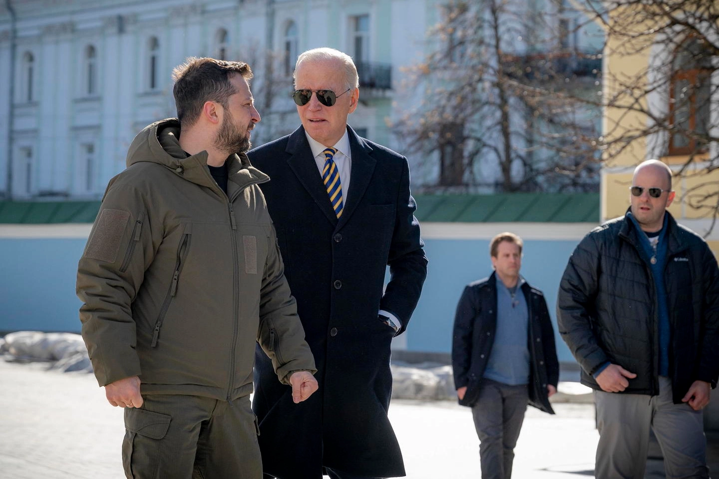 Volodymyr Zelensky e Joe Biden a Kiev (Ansa)