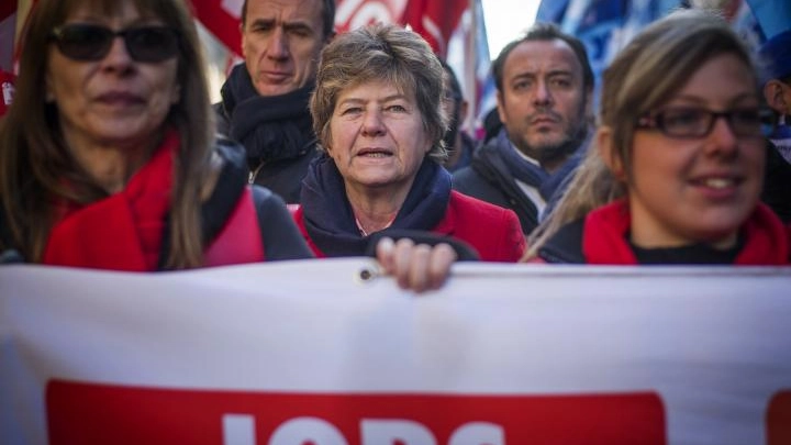 Susanna Camusso in manifestazione contro il Jobs act