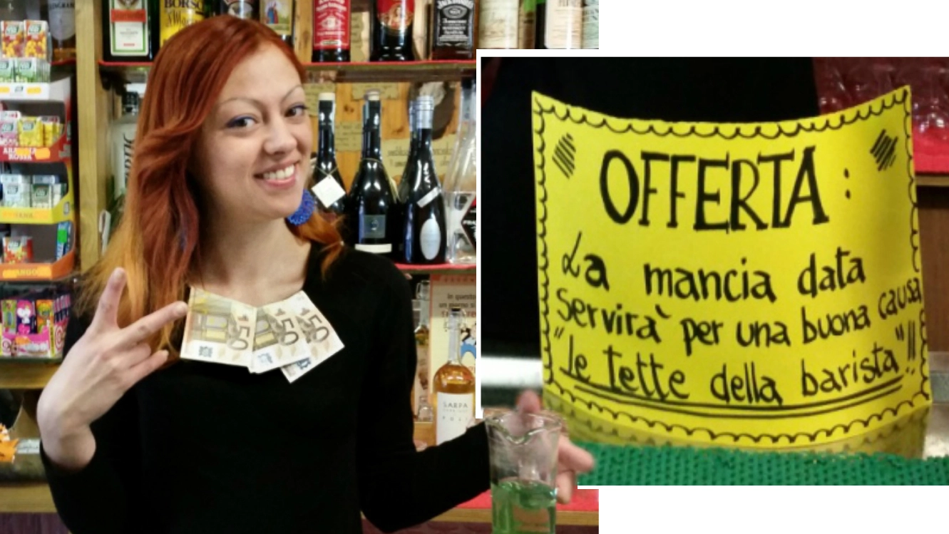 La sorridente Irene, barista al San Marino di Piobbico (foto Amedeo Pisciolini)