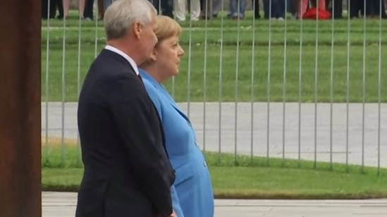 Angela Merkel e il primo ministro finlandese Antti Rinne